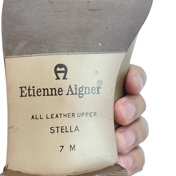 90s Etienne Aigner Gold Leather Loafers Sz 7M - Picture 10 of 15